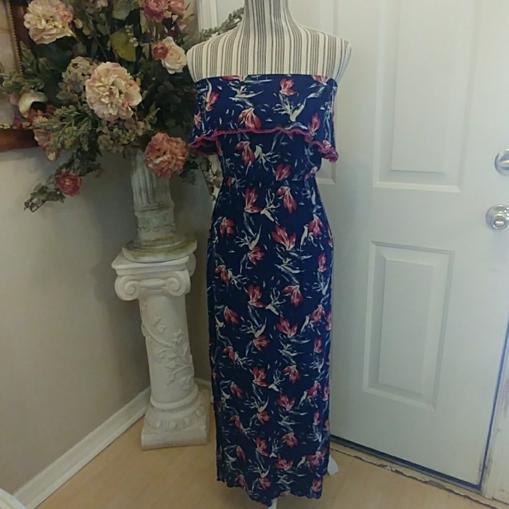 Living Doll Strapless Floral Maxi dress